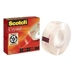 SCOTCH CINTA ADHESIVA SUPERTRANSPARENTE CRYSTAL 600 ROLLO 19MM X 33M CAJA INDIVIDUAL