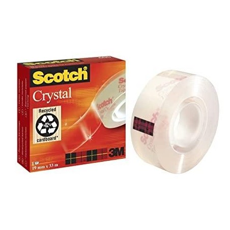 SCOTCH CINTA ADHESIVA SUPERTRANSPARENTE CRYSTAL 600 ROLLO 19MM X 33M CAJA INDIVIDUAL