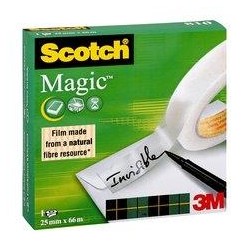 SCOTCH CINTA ADHESIVA INVISIBLE MAGIC ROLLO 25MM X 66M CAJA INDIVIDUAL