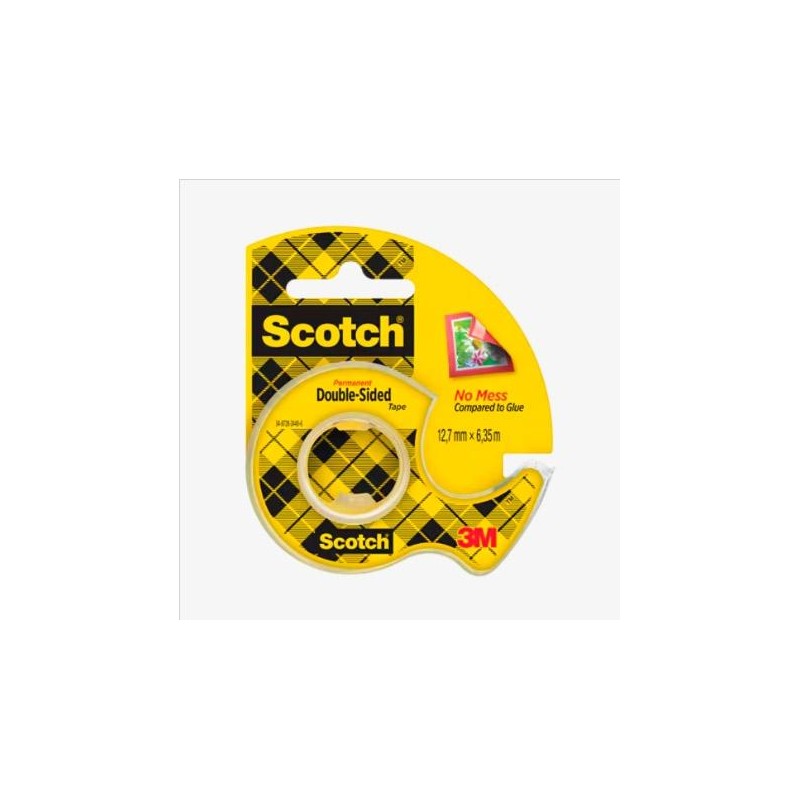 SCOTCH CINTA ADHESIVA A DOBLE CARA 12,7MMX6,3M C/DISPENSADOR