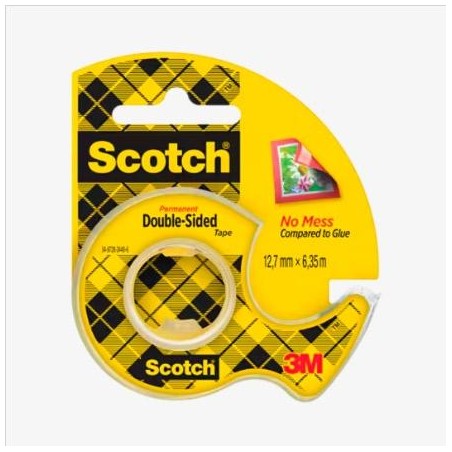 SCOTCH CINTA ADHESIVA A DOBLE CARA 12,7MMX6,3M C/DISPENSADOR