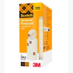 SCOTCH CINTA TRANSPARENTE 508 19X33M -PACK 8 ROLLOS-