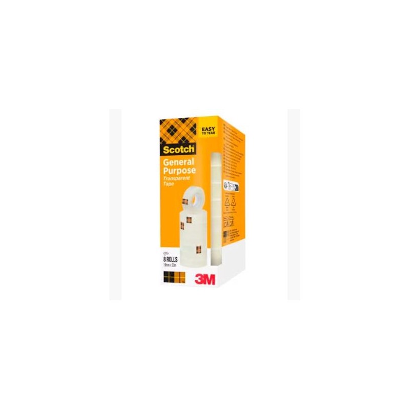 SCOTCH CINTA TRANSPARENTE 508 19X33M -PACK 8 ROLLOS-
