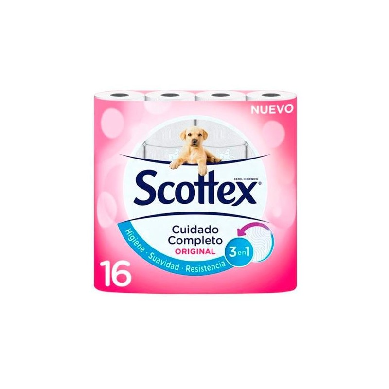SCOTTEX ORIGINAL PAPEL HIGIÉNICO DOBLE CAPA PACK DE 16 ROLLOS
