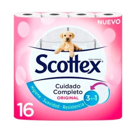 SCOTTEX ORIGINAL PAPEL HIGIÉNICO DOBLE CAPA PACK DE 16 ROLLOS