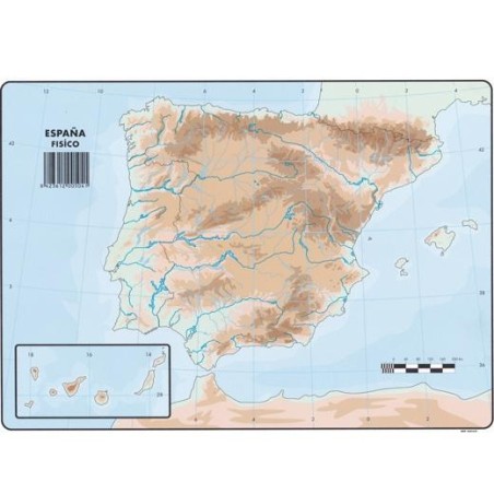 SELVI MAPA MUDO FÍSICO DE ESPAÑA A4 -50U-
