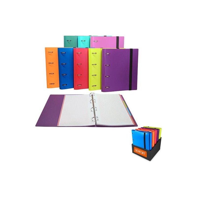 SENFORT CARPETA ANILLAS 4X30MM RINGBOOK C/RECAMBIO 120H A4 C/GOMA 4 SEPARADORES C/SURTIDOS