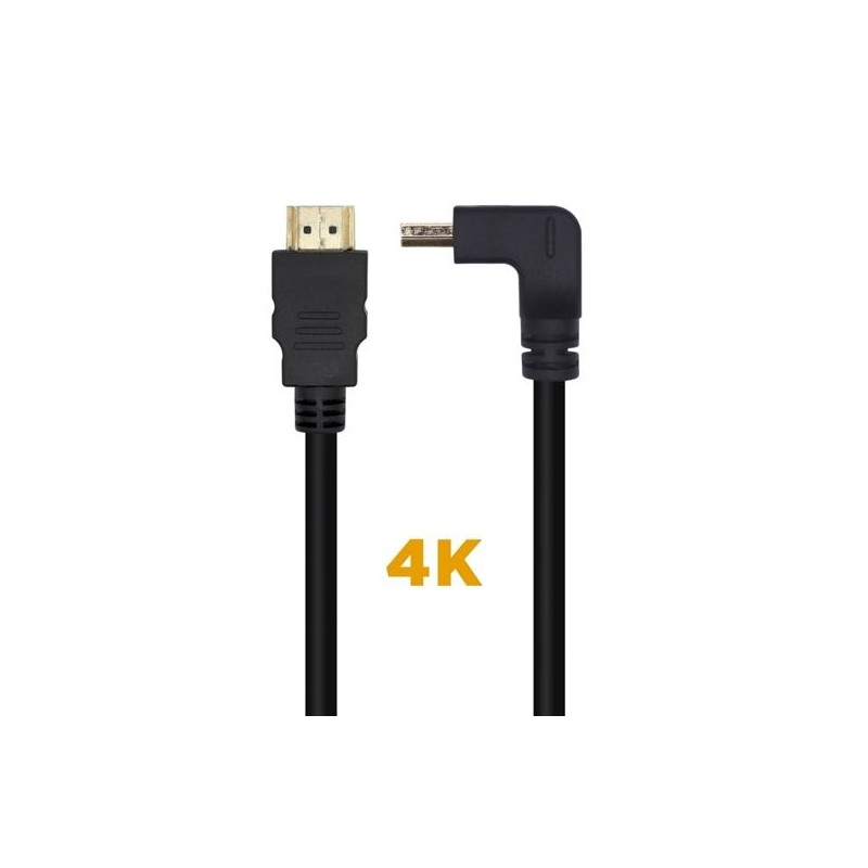 AISENS CABLE HDMI V2.0 ACODADO PREMIUM ALTA VELOCIDAD HEC 4K@60HZ 18GBPS A/M - A/M NEGRO 2M
