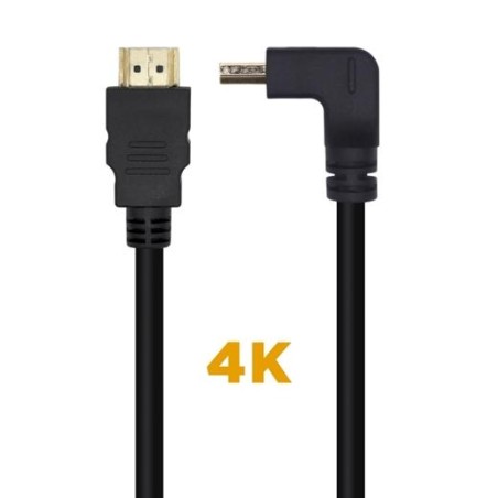 AISENS CABLE HDMI V2.0 ACODADO PREMIUM ALTA VELOCIDAD HEC 4K@60HZ 18GBPS A/M - A/M NEGRO 2M