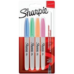 SHARPIE MARCADOR PERMANENTE FINE PUNTA REDONDA 0.9MM C/SURTIDOS PASTEL BLÍSTER 4 UD