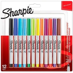 SHARPIE ROTULADOR PERMANENTE PUNTA ULTRAFINA C/SURTIDOS BLÍSTER 12 UD