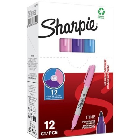 SHARPIE MARCADOR PERMANENTE FINE F C/SURTIDOS ROSA/MORADO/TURQUESA