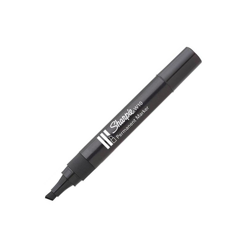 SHARPIE MARCADOR PERMANENTE W10 PUNTA BISELADA NEGRO CAJA 12 UD