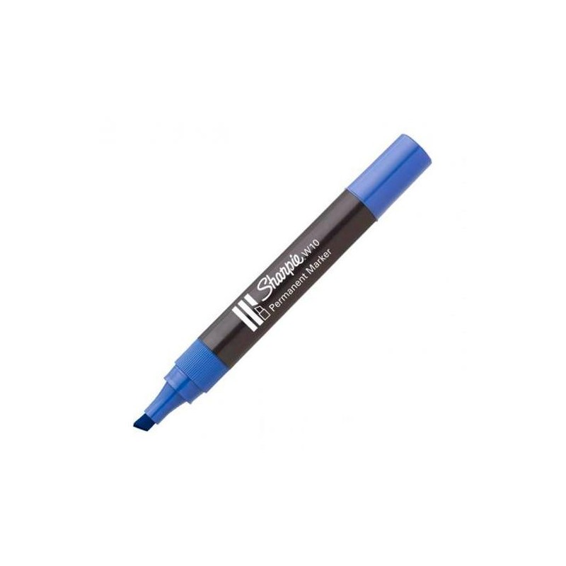 SHARPIE MARCADOR PERMANENTE W10 PUNTA BISELADA AZUL CAJA 12 UD