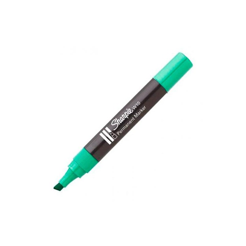 SHARPIE MARCADOR PERMANENTE W10 PUNTA BISELADA VERDE 12 UD