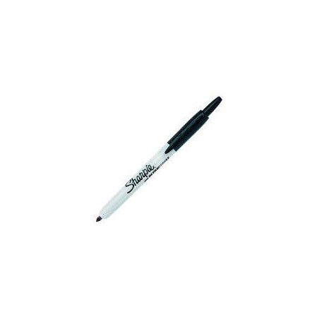 SHARPIE MARCADOR PERMANENTE RETRÁCTIL FINE PUNTA REDONDA 0.9MM NEGRO CAJA 12 UD