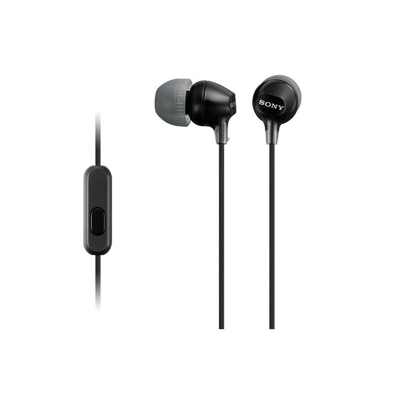SONY AURICULARES EX-15AP INTERNOS LIGEROS C/MICRÓFONO CONECTOR JACK 3.5 NEGRO