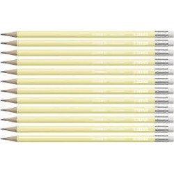 STABILO SWANO LAPIZ GRAFITO CON GOMA PASTEL AMARILLO -12U-