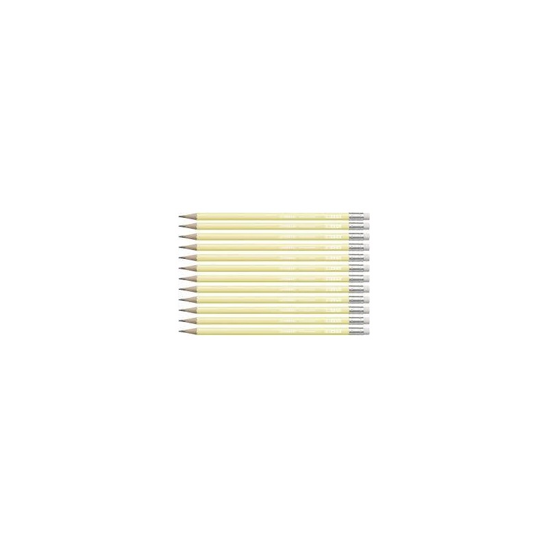 STABILO SWANO LAPIZ GRAFITO CON GOMA PASTEL AMARILLO -12U-