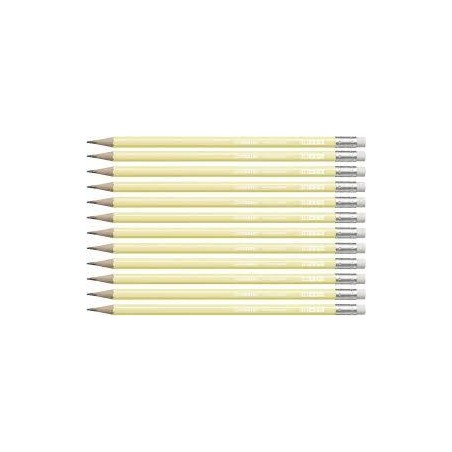 STABILO SWANO LAPIZ GRAFITO CON GOMA PASTEL AMARILLO -12U-