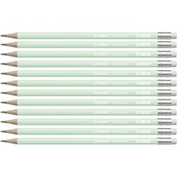 STABILO SWANO LAPIZ GRAFITO CON GOMA PASTEL VERDE -12U-