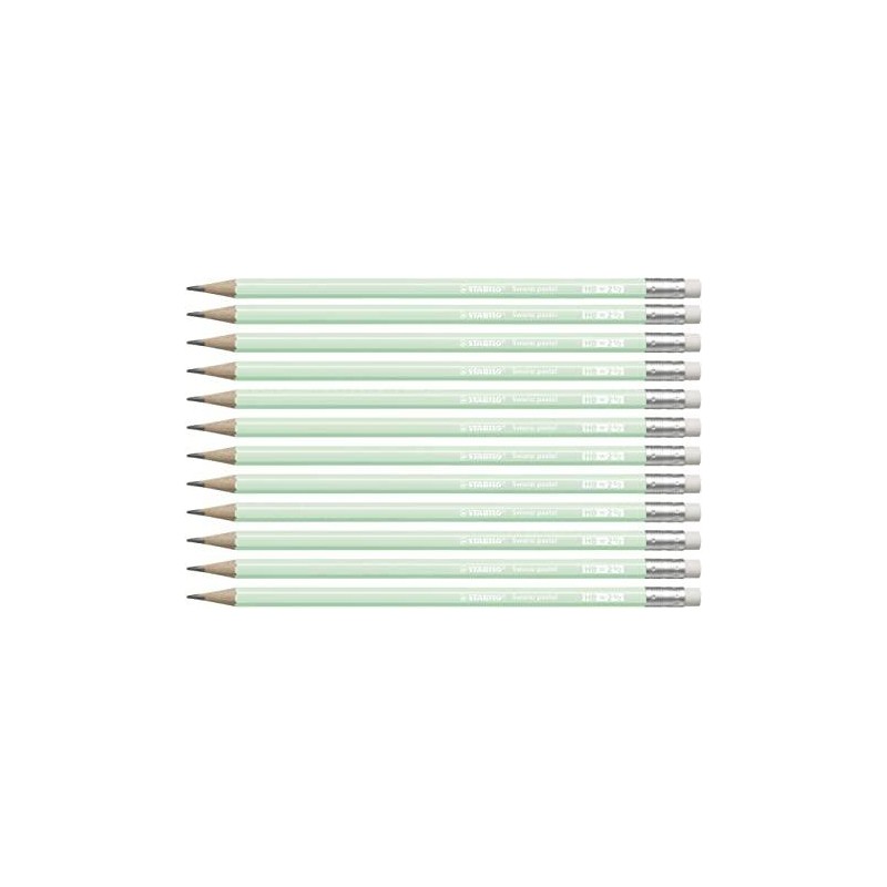 STABILO LÁPIZ GRAFITO SWANO PASTEL HB CON GOMA VERDE CAJA 12 UD