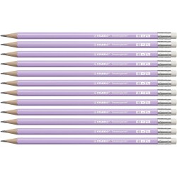 STABILO LÁPIZ GRAFITO SWANO PASTEL HB CON GOMA LILA CAJA 12 UD