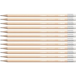 STABILO SWANO LAPIZ GRAFITO CON GOMA PASTEL MELOCOTÓN -12U-