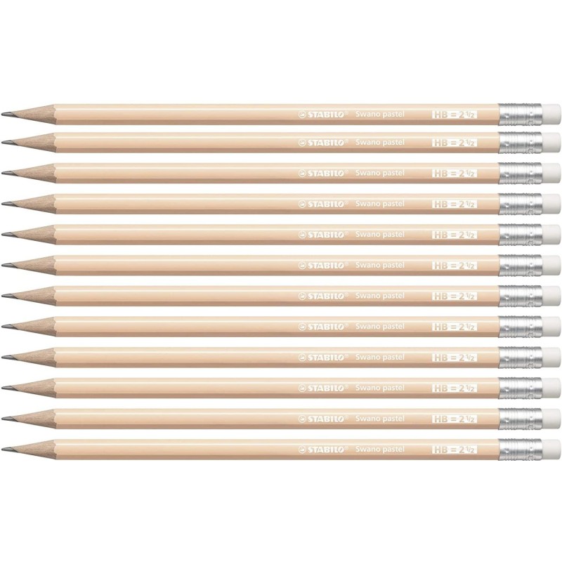 STABILO SWANO LAPIZ GRAFITO CON GOMA PASTEL MELOCOTÓN -12U-