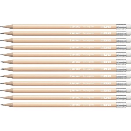 STABILO SWANO LAPIZ GRAFITO CON GOMA PASTEL MELOCOTÓN -12U-
