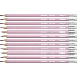 STABILO LÁPIZ GRAFITO SWANO PASTEL HB CON GOMA ROSA CAJA 12 UD