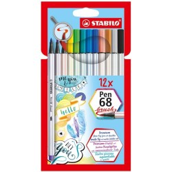 STABILO ROTULADORES PEN 68 BRUSH C/SURTIDOS ESTUCHE 12 UD