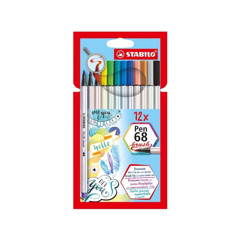 STABILO ROTULADORES PEN 68 BRUSH C/SURTIDOS ESTUCHE 12 UD