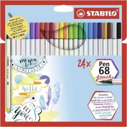 STABILO ROTULADORES PEN 68 BRUSH C/SURTIDOS ESTUCHE 24 UD