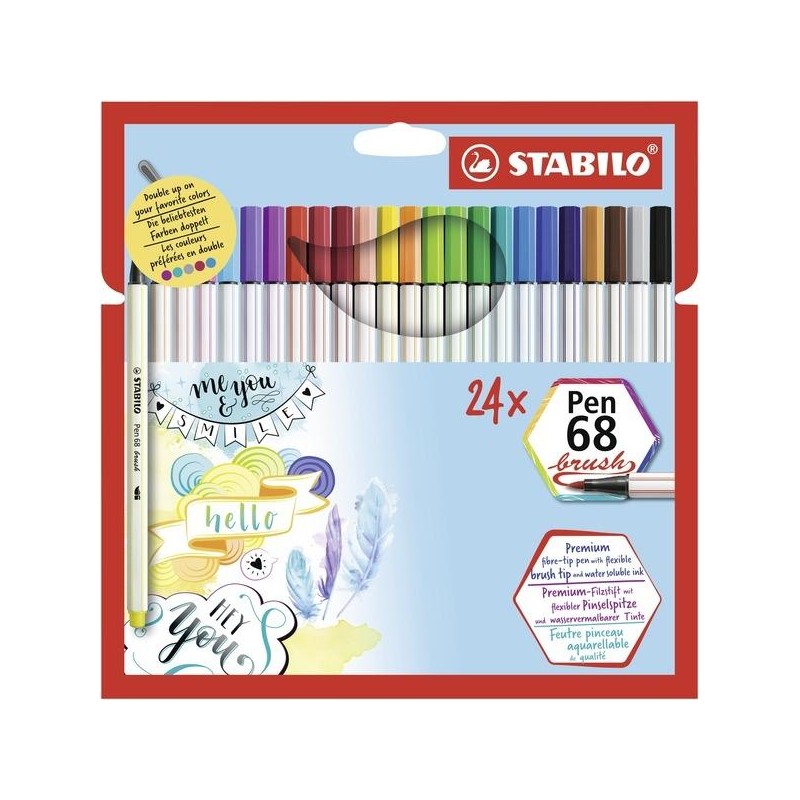 STABILO ROTULADORES PEN 68 BRUSH C/SURTIDOS ESTUCHE 24 UD