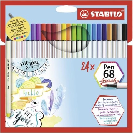 STABILO ROTULADORES PEN 68 BRUSH C/SURTIDOS ESTUCHE 24 UD
