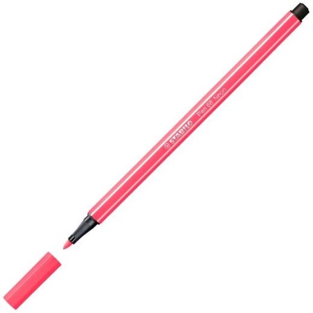 STABILO ROTULADOR PEN 68 ROJO FLUORESCENTE CAJA 10 UD