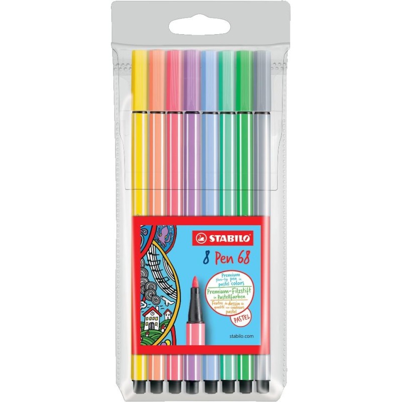 STABILO ROTULADORES PEN 68 C/SURTIDOS PASTEL ESTUCHE 8 UD