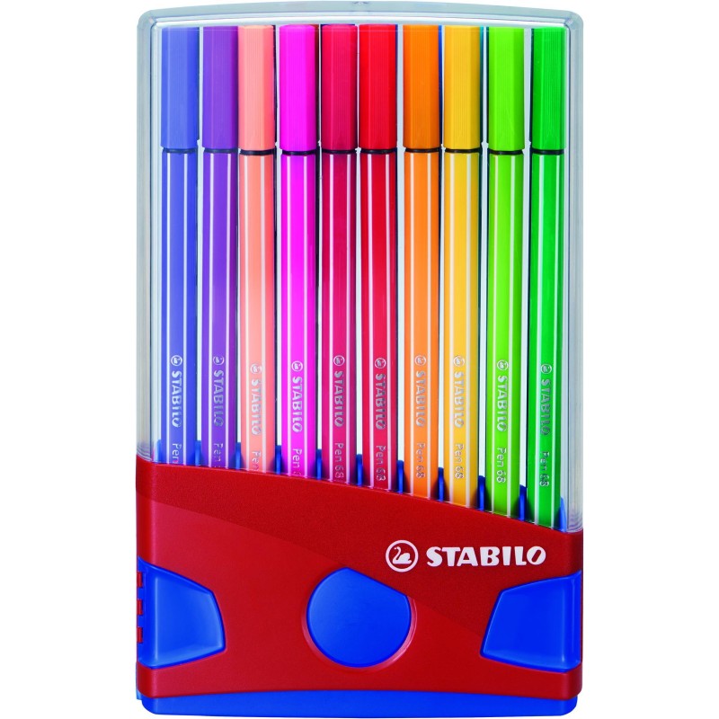 STABILO ROTULADOR PEN 68 COLORES SURTIDOS ESTUCHE PARADE ROJO 20 UD