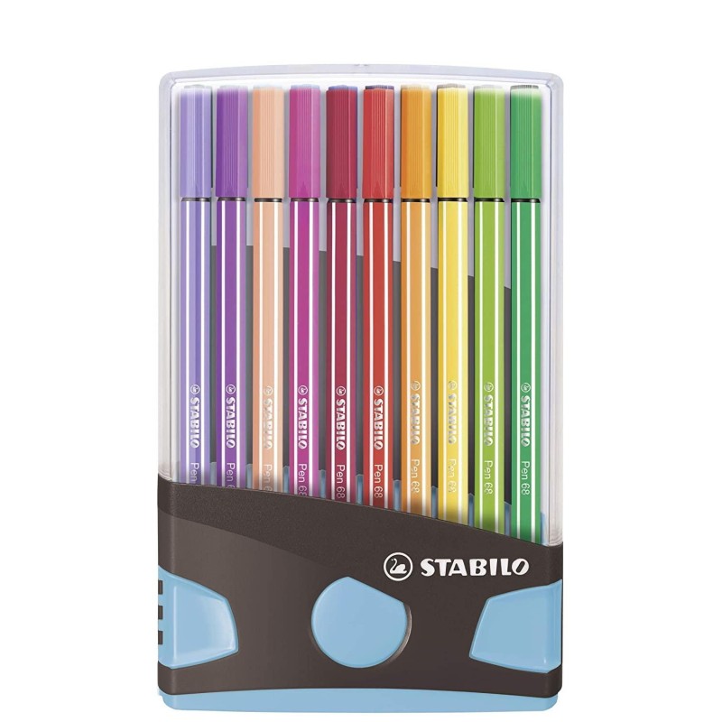 STABILO ROTULADOR PEN 68 COLORES SURTIDOS ESTUCHE PARADE ANTRACITA-AZUL 20 UD