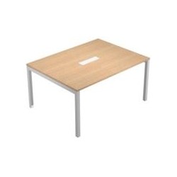 ARTEXPORT MESA DE REUNIONES 160X120X72,5CM CON ACCESO SUPERIOR PARA CABLES PATAS METÁLICAS 50X50MM TABLERO 25MM ROBLE