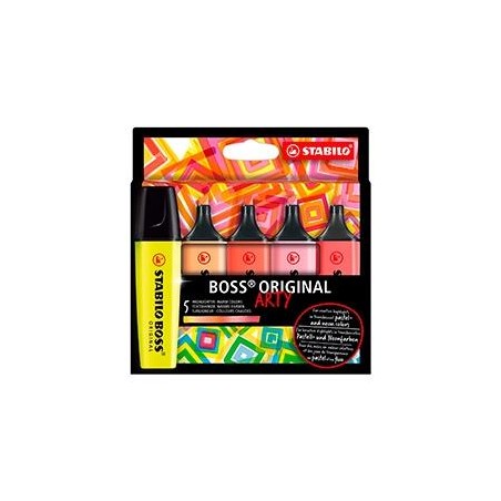 STABILO MARCADOR FLUORESCENTE BOSS ORIGINAL ARTY C/SURTIDOS CÁLIDOS ESTUCHE 5 UD