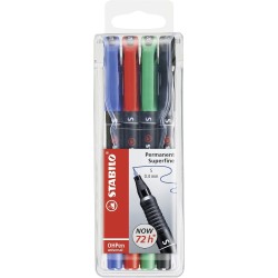 STABILO MARCADOR PERMANENTE OHPEN UNIVERSAL S PUNTA SUPER FINA 0.4MM C/SURTIDOS ESTUCHE 4 UD
