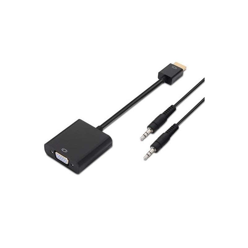 AISENS CONVERSOR HDMI A SVGA + AUDIO, HDMI A/M - SVGA/H + JACK 3.5/H NEGRO 10CM+1,0M