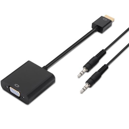 AISENS CONVERSOR HDMI A SVGA + AUDIO, HDMI A/M - SVGA/H + JACK 3.5/H NEGRO 10CM+1,0M