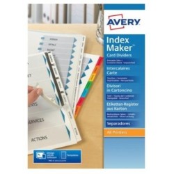 AVERY ÍNDICES SEPARADORES 12 PESTAÑAS PERSONALIZADAS INDEX MAKER SIN AGUJEROS 222X297MM BLANCO