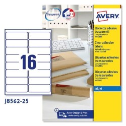 AVERY ETIQUETAS ADHESIVAS PARA SOBRES 99,1X33,9MM INKJET C/ROMOS 16 X 25H TRANSPARENTE