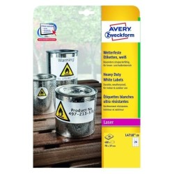 AVERY ETIQUETAS ADHESIVAS EXTRA RESISTENTES 70X37MM LÁSER 24 X 20H POLIÉSTER BLANCO