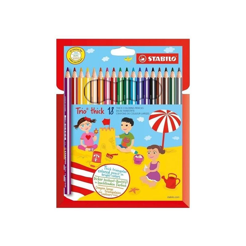 STABILO LÁPICES DE COLORES TRIO THICK C/SURTIDOS ESTUCHE 18 UD