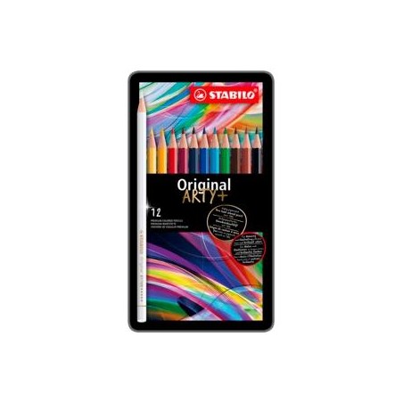 STABILO LÁPICES DE COLORES ORIGINAL ARTY+ C/SURTIDOS ESTUCHE DE METAL 12 UD